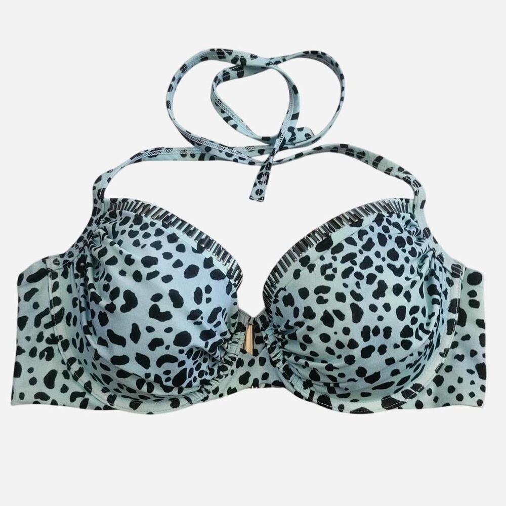 2014 victorias secret blue cheetah print push up bikini top